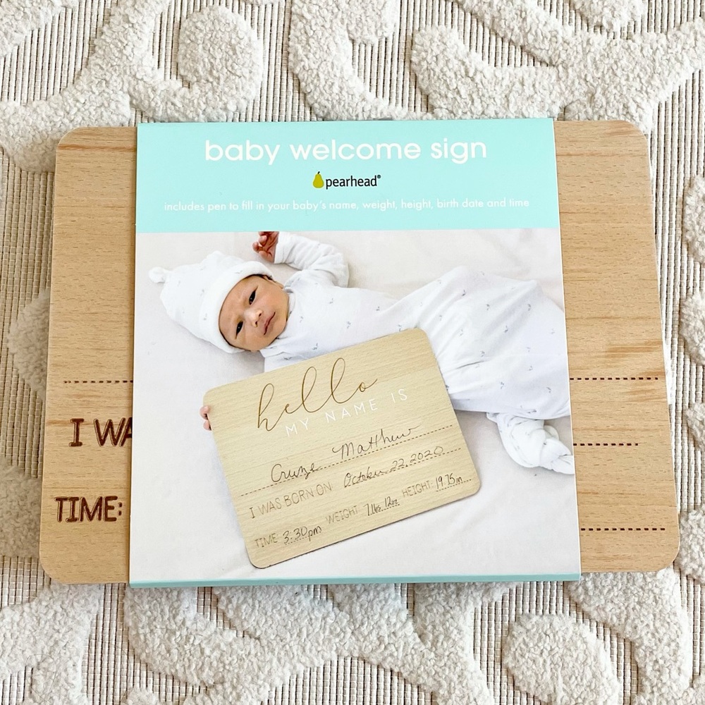 Pearhead baby welcome wood sign new!